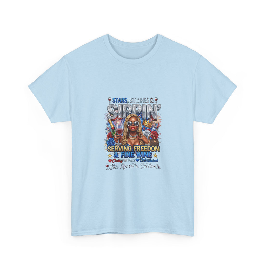 T-Shirt — “Stars, Stripes & Sippin’” Patriotic Serving Freedom Tee