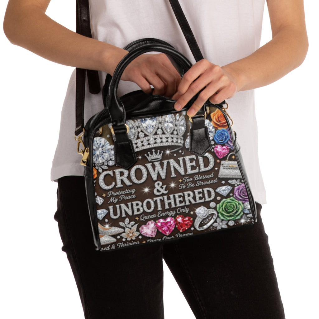 Shoulder Handbag — "Crowned & Unbothered" Embellished Statement Purse