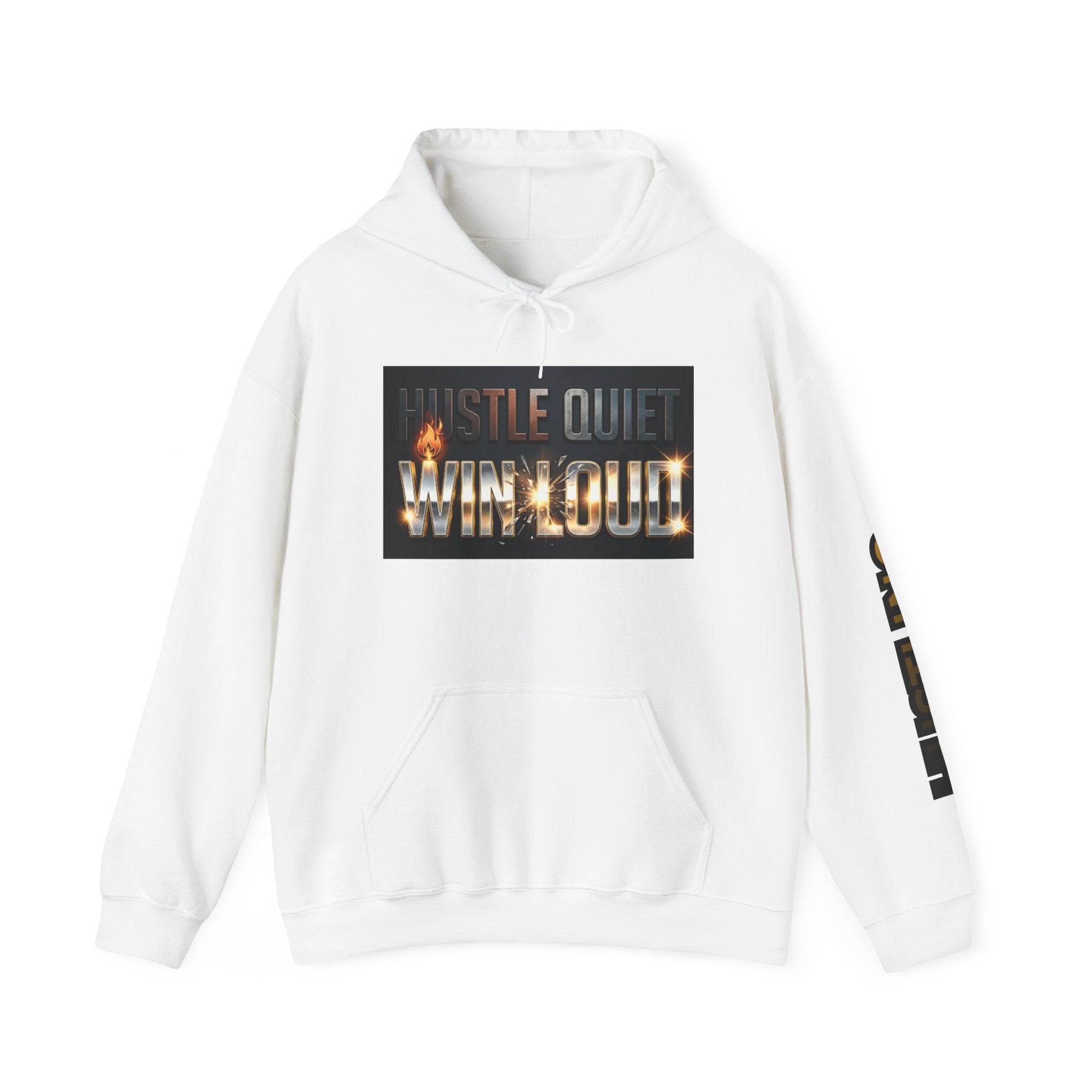Hustle Quiet Win Loud Hoodie — Motivational Graphic Hooded Sweatshirt