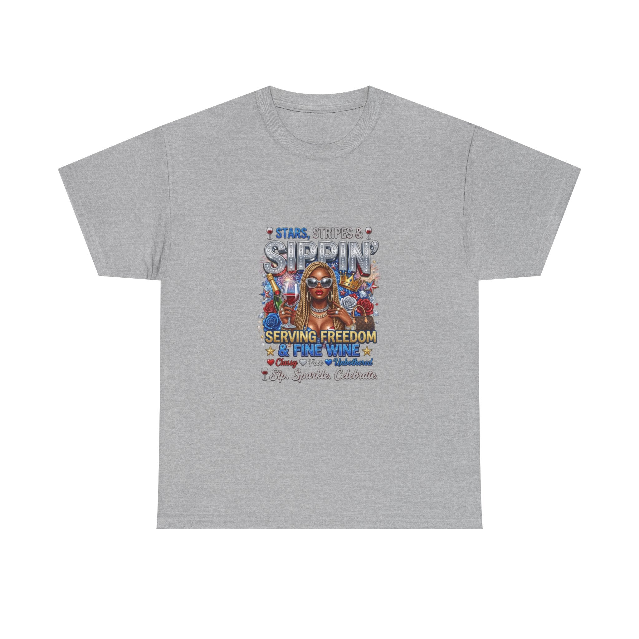 T-Shirt — “Stars, Stripes & Sippin’” Patriotic Serving Freedom Tee
