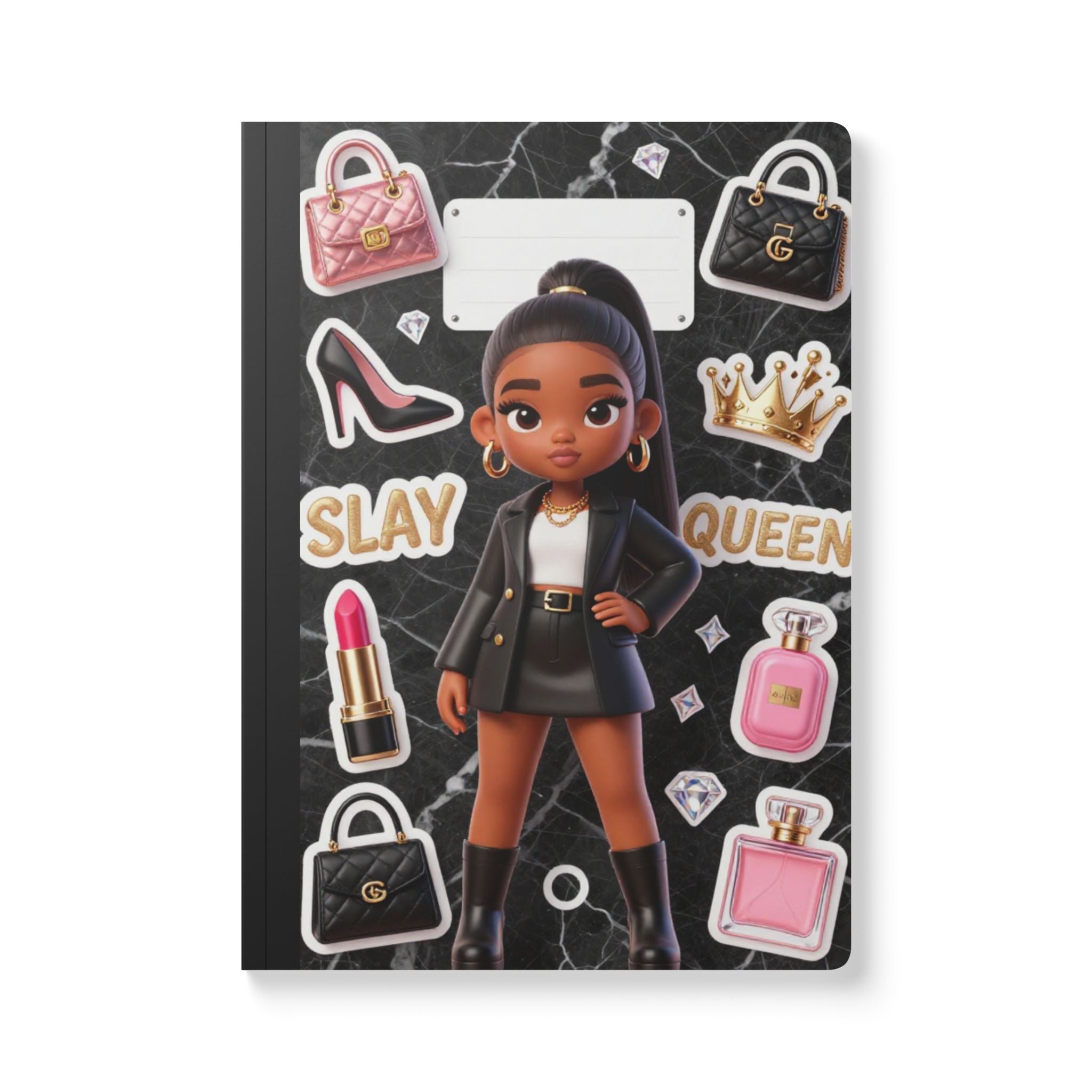 Slay Queen Doll Softcover Journal — Fashion Sticker Design Notebook