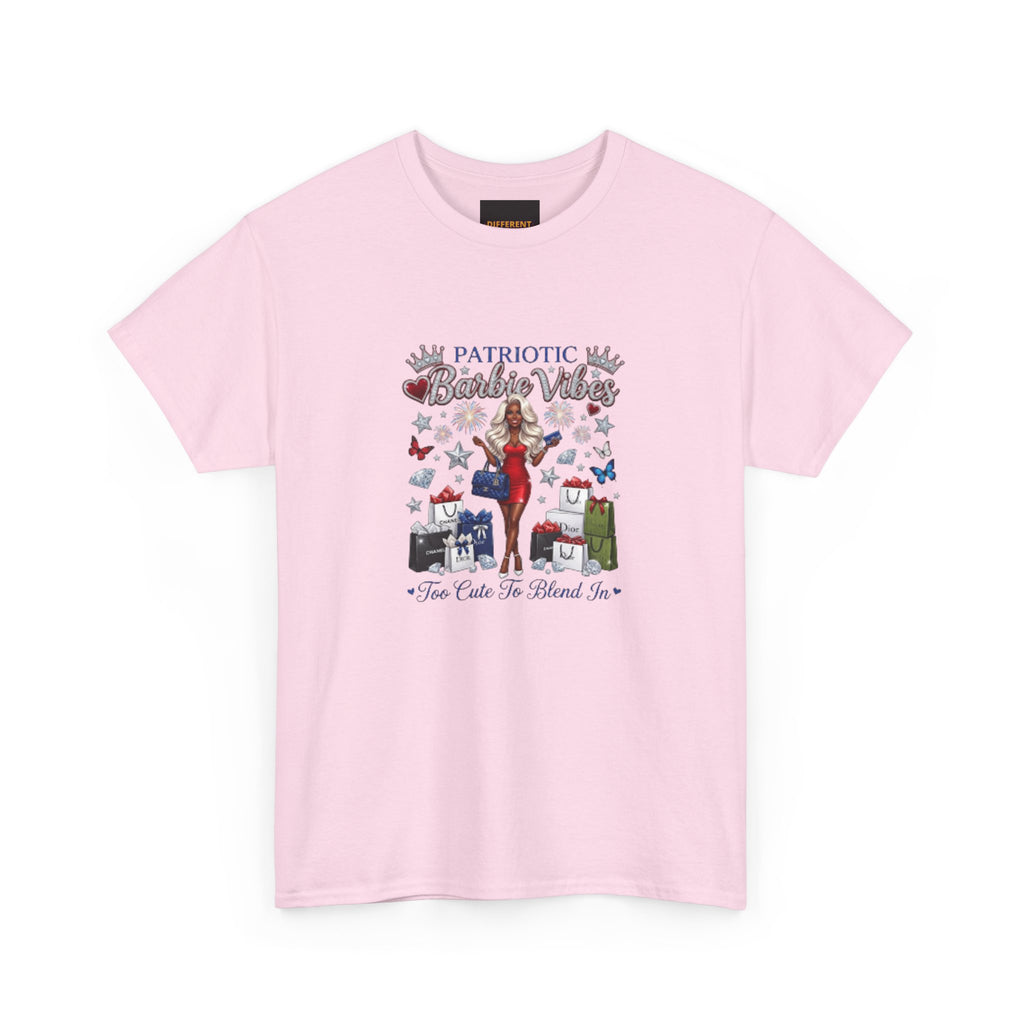 Patriotic Beachy Vibes Tee — "Too Cute to Blend In" Graphic T-Shirt