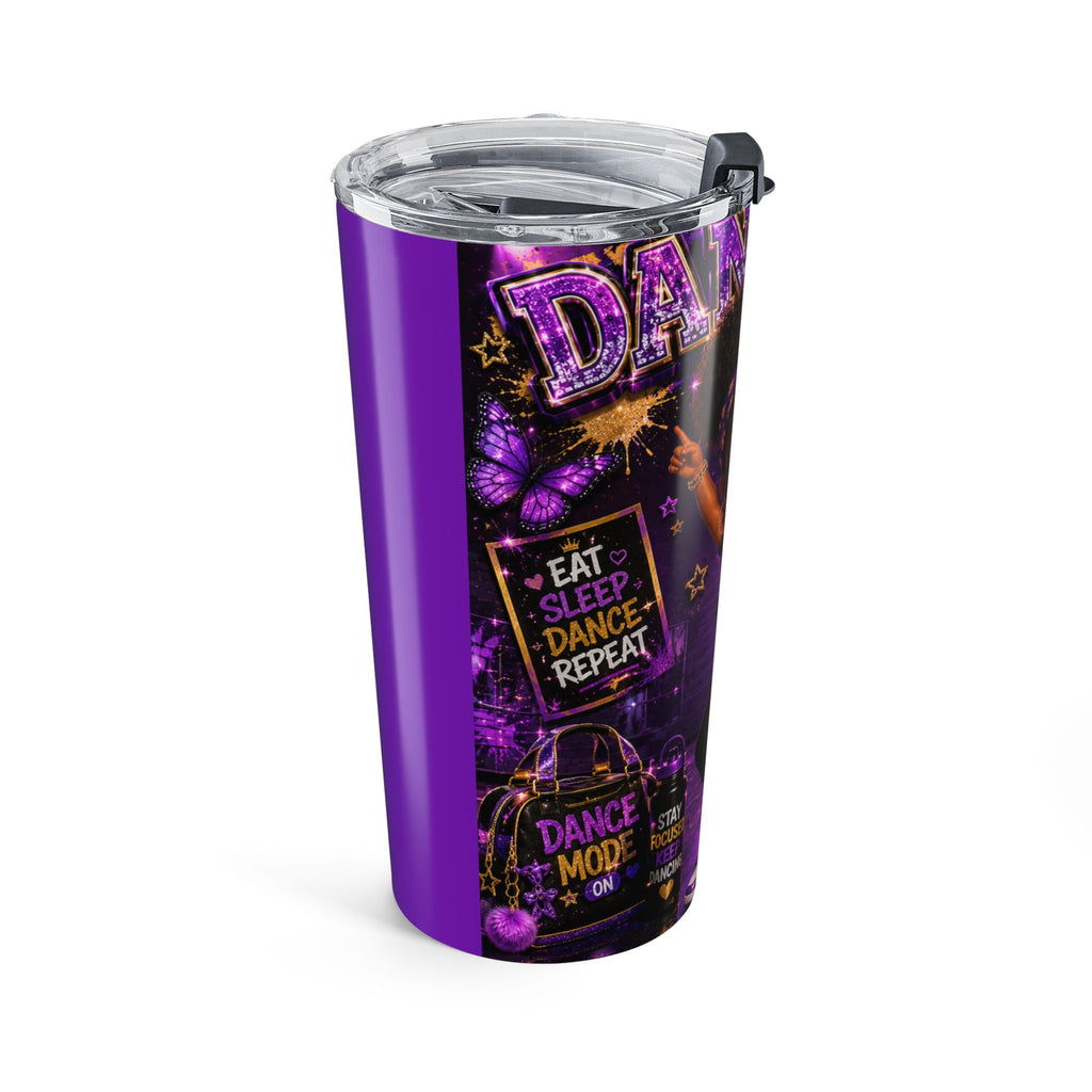Dance Like a Girl 20oz Tumbler — Cute Afro Girl Dance Design, Purple Insulated Travel Cup