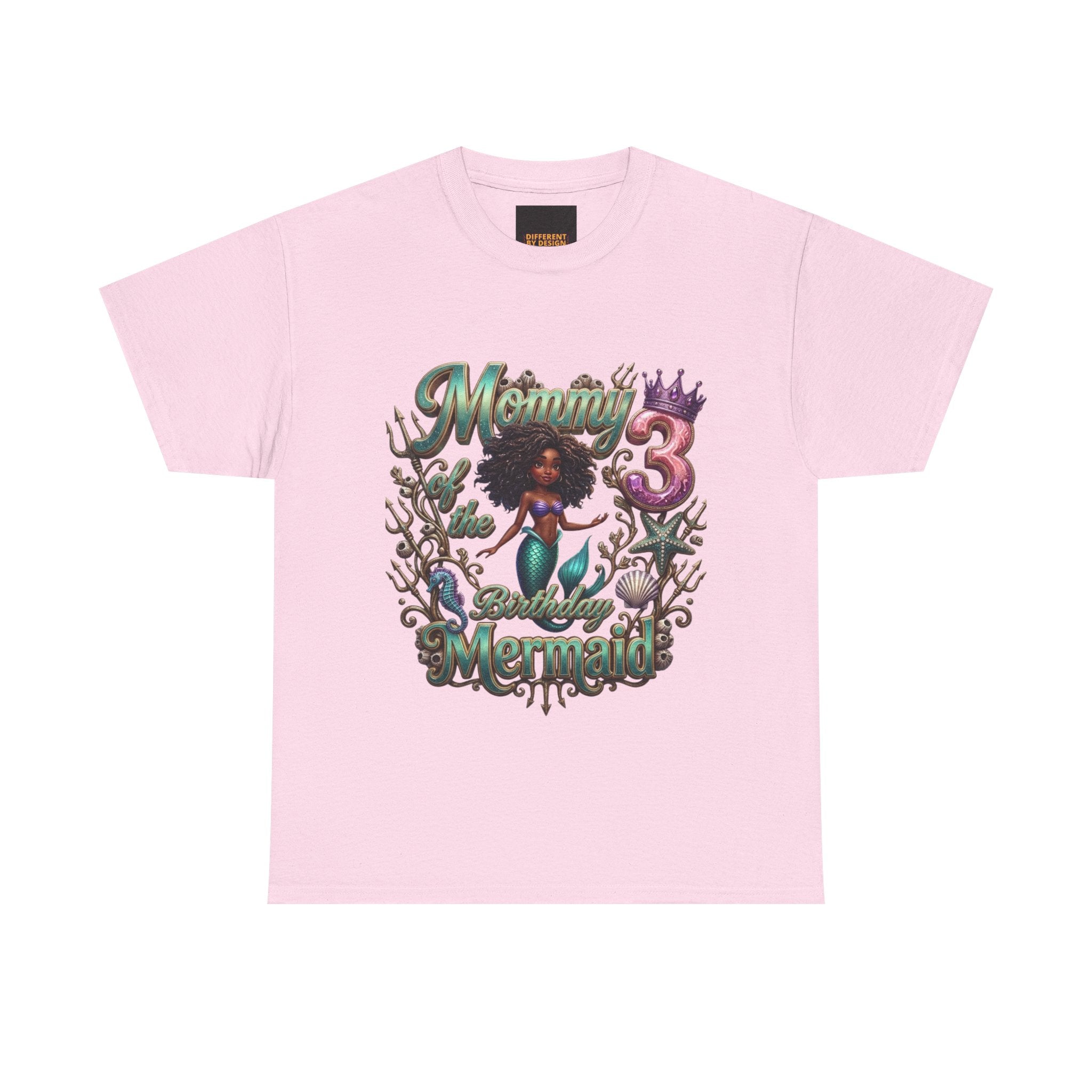 Mermaid 3 Birthday T-Shirt — Cute Afro Mermaid Kids Tee