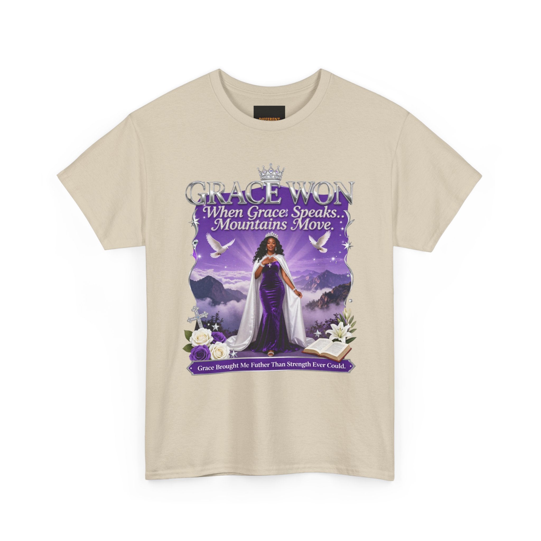 Grace Won 'When Grace Speaks, Mountains Move' Christian T-Shirt — Inspirational Faith Graphic Tee