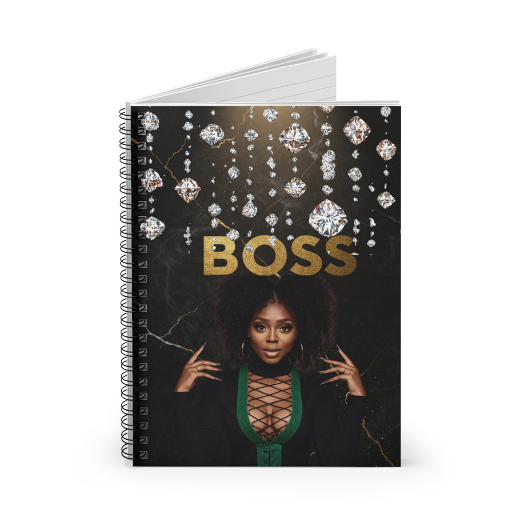 Boss Woman Spiral Notebook — Glam Luxe Ruled Journal with 'BOSS' Design