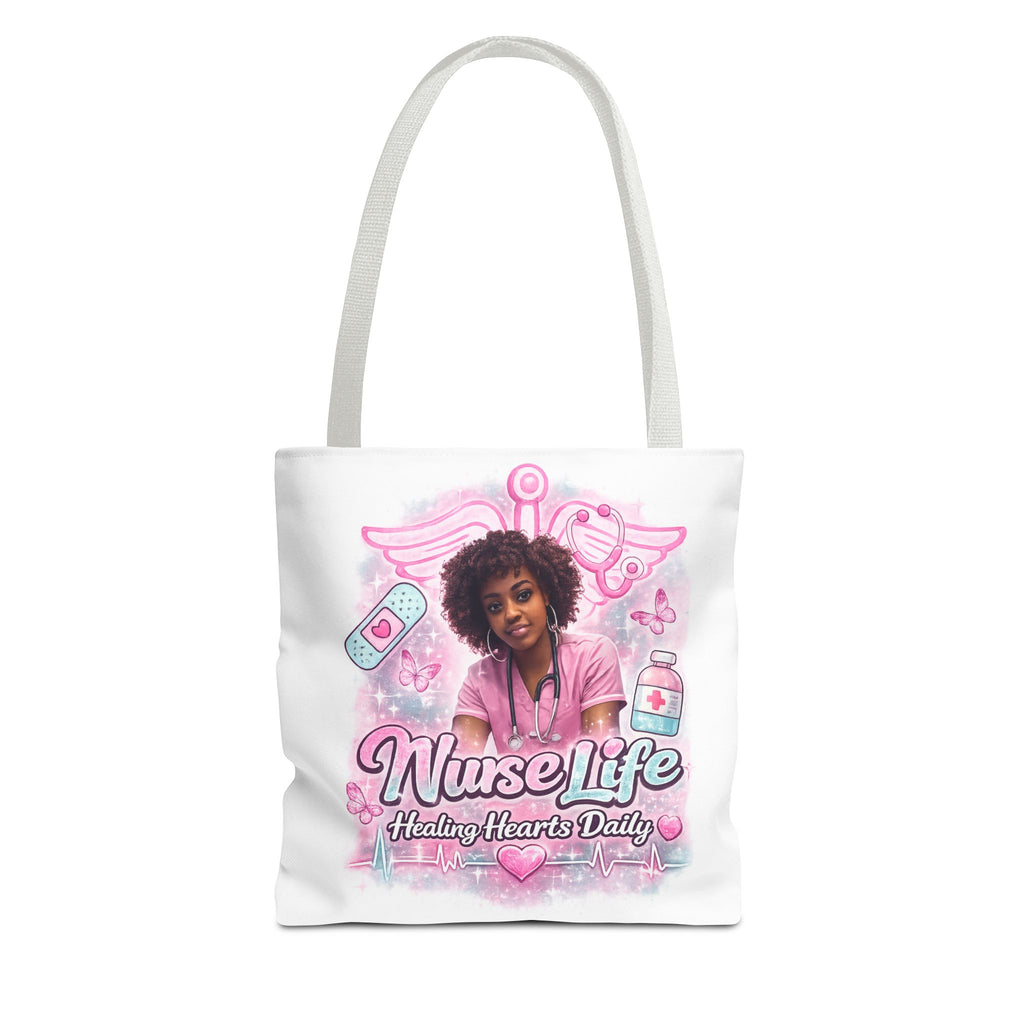 Nurse Life Tote Bag — 'Nurse Life: Healing Hearts Daily' Pink Medical AOP Tote