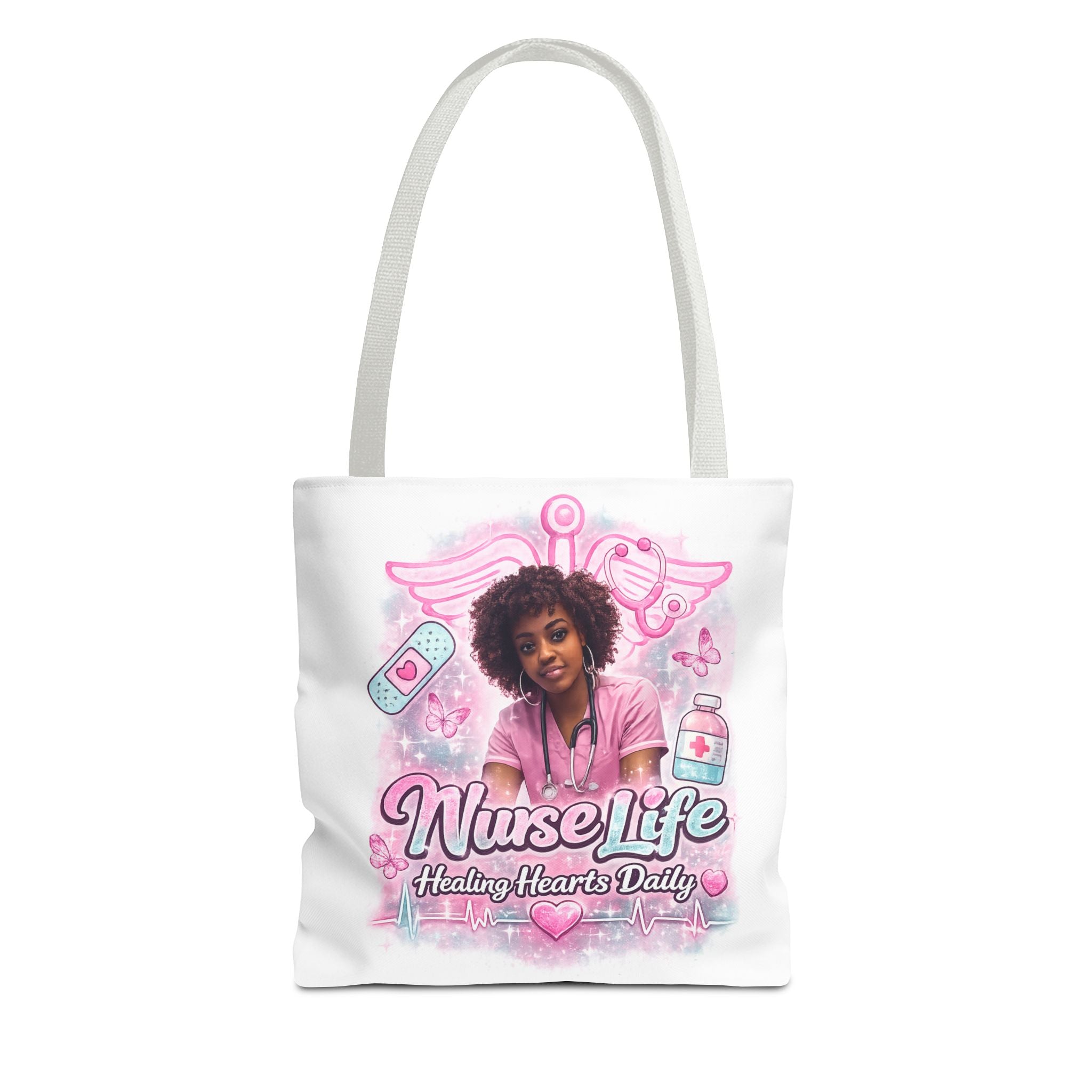 Nurse Life Tote Bag — 'Nurse Life: Healing Hearts Daily' Pink Medical AOP Tote