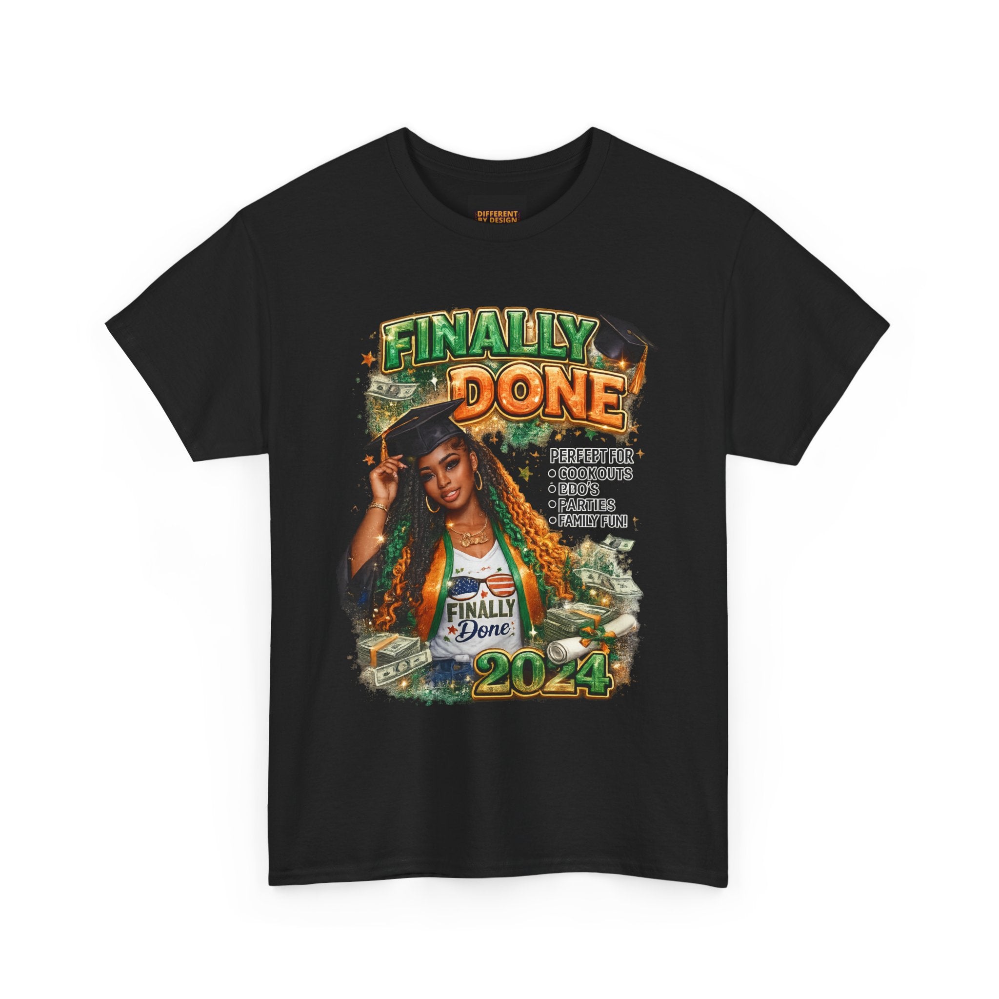 Graduation 'Finally Done' T-Shirt – Class of 2024 Celebration Tee