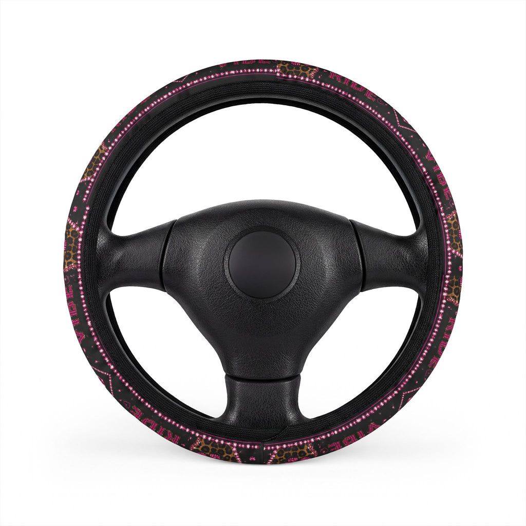 Pink Boho Pattern Steering Wheel Cover — 'Vibe' Decorative Car Accessory