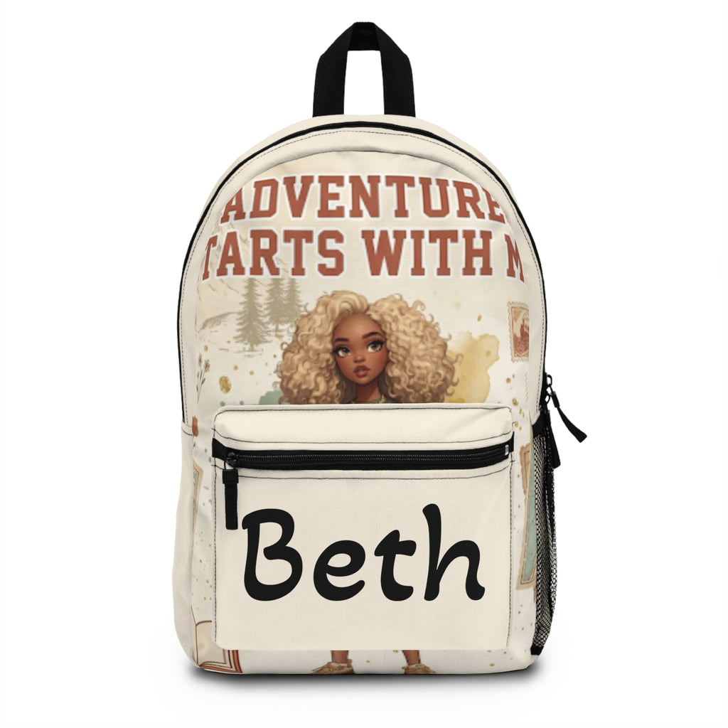 Personalized 'Adventure Starts With Me' Backpack — Custom Name Kids School Bag
