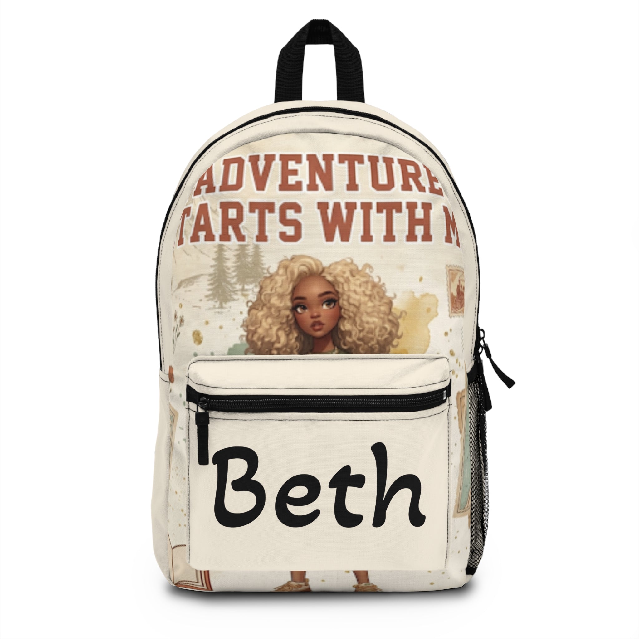 Personalized 'Adventure Starts With Me' Backpack — Custom Name Kids School Bag