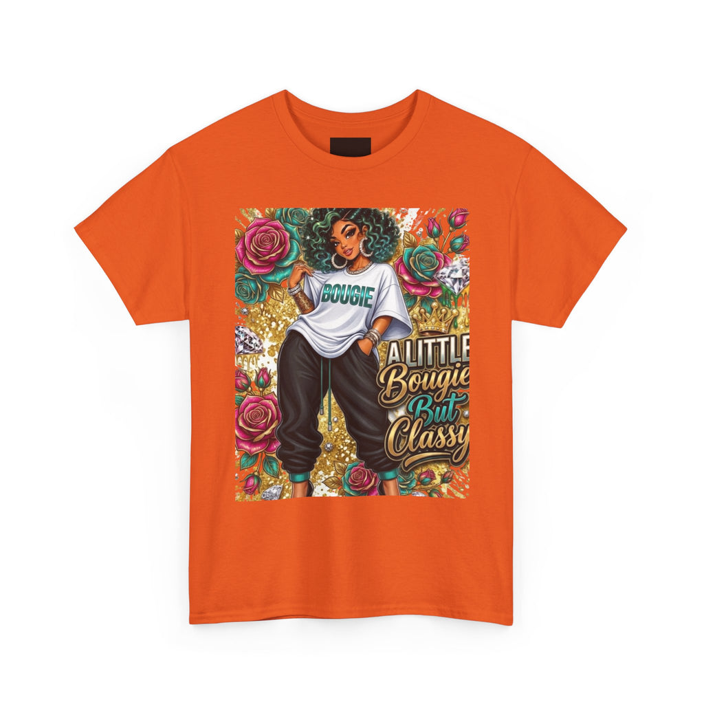 Graphic Tee — "A Little Bougie, But Classy" Floral Afrocentric Design