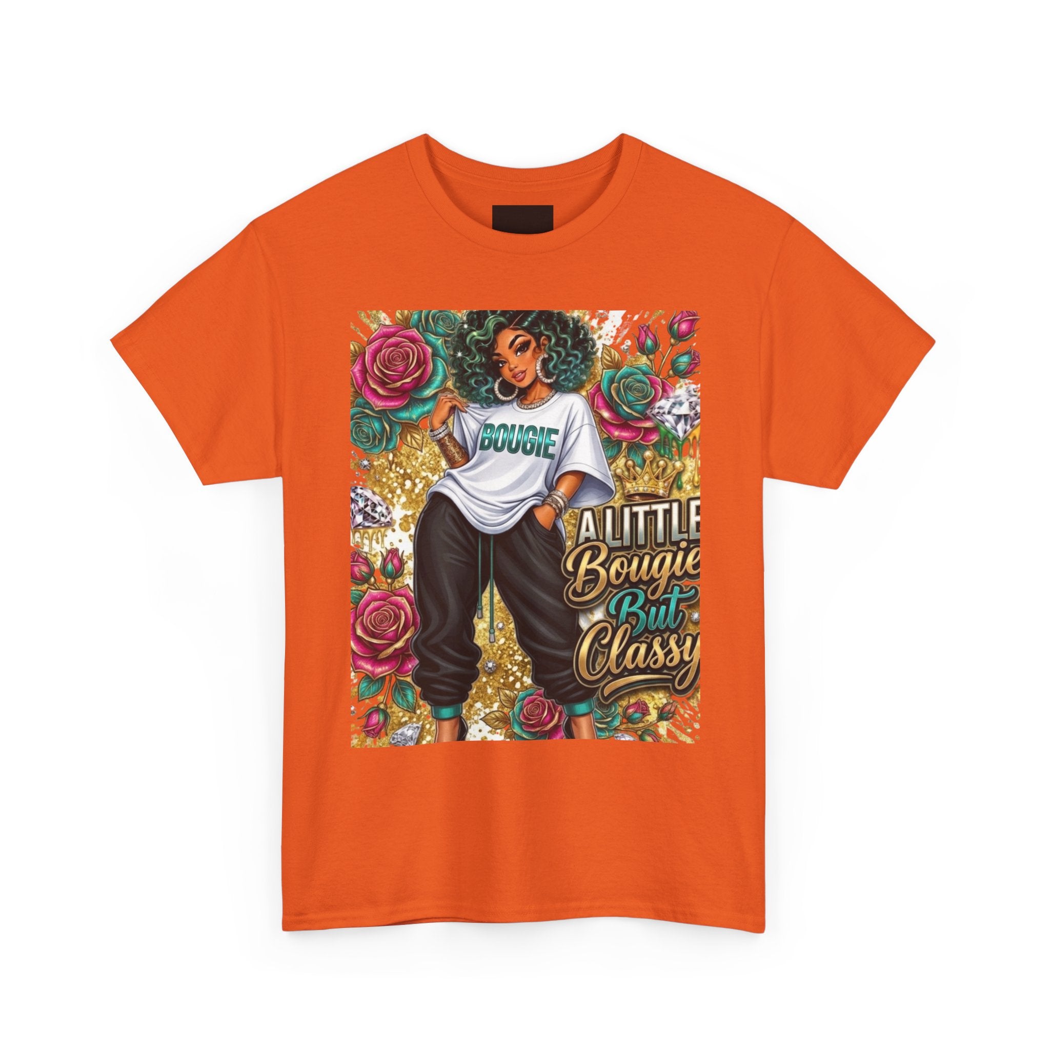 Graphic Tee — "A Little Bougie, But Classy" Floral Afrocentric Design
