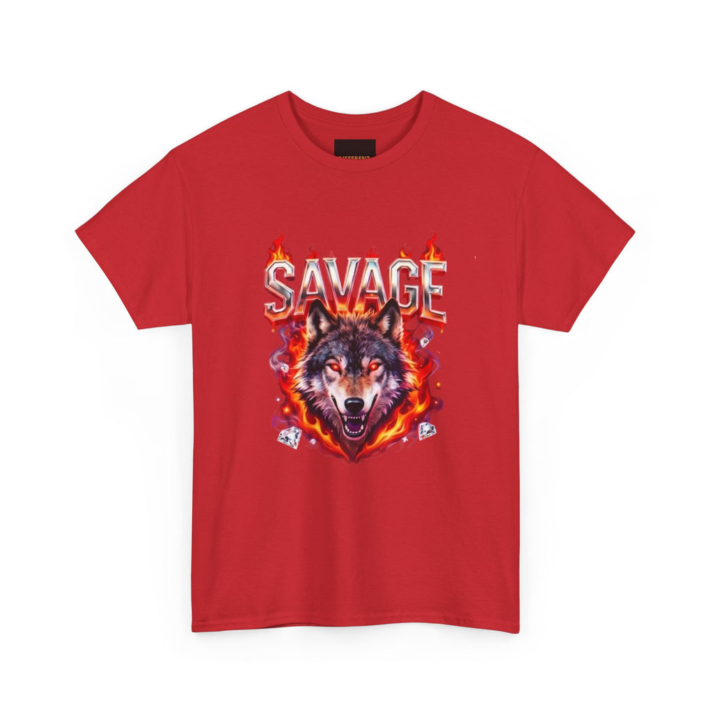 Savage Wolf Flame T-Shirt — Fiery Wolf Graphic Tee