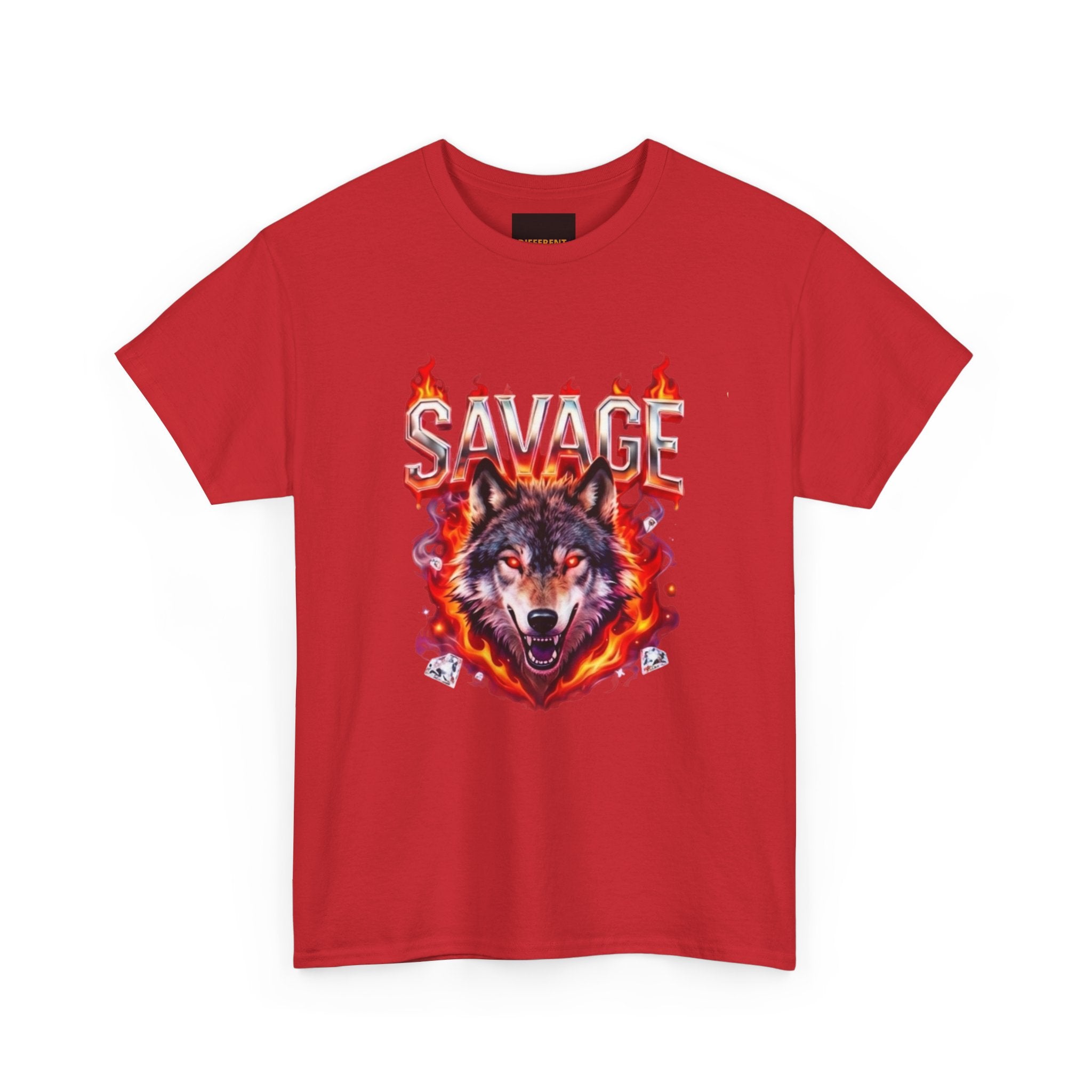 Savage Wolf Flame T-Shirt — Fiery Wolf Graphic Tee