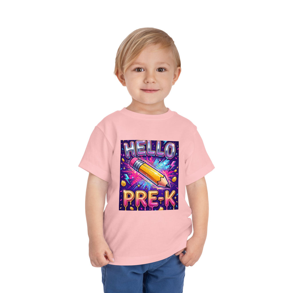 Hello Pre-K Toddler Tee - Bright Pencil Back to School Shirt
