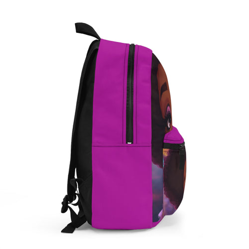 Afro Girl Cute Face Backpack — Pink Cartoon Kids School Bag