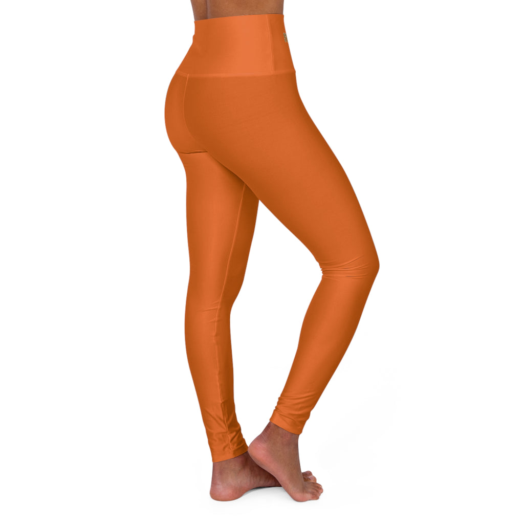High-Waist Yoga Leggings — Burnt Orange Graphic Fit