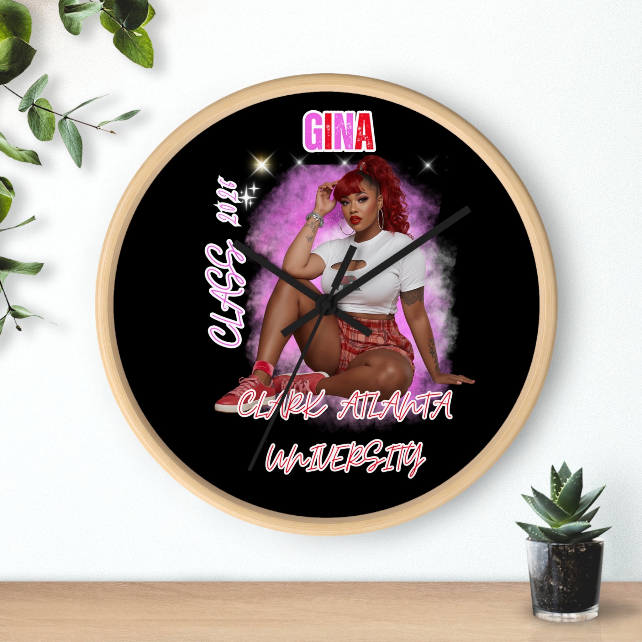 Club Atlanta University Wall Clock — Personalized 'Gina' Pinup Decor