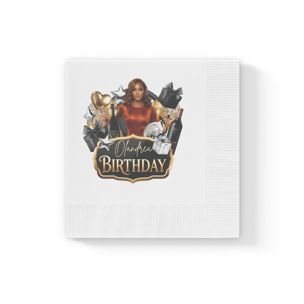 Personalized Birthday Napkins – 'Birthday' Gold & Black Celebration Design