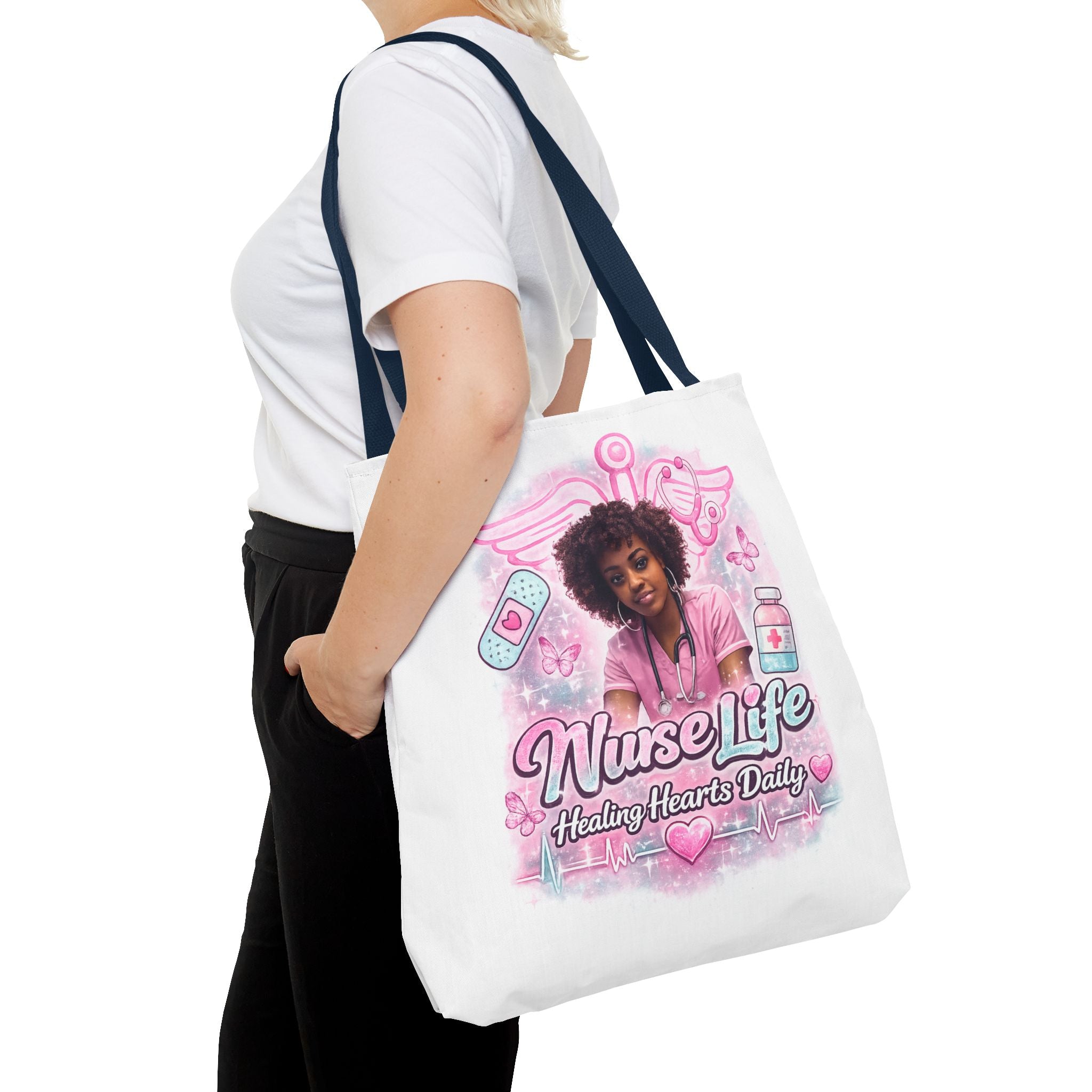 Nurse Life Tote Bag — 'Nurse Life: Healing Hearts Daily' Pink Medical AOP Tote