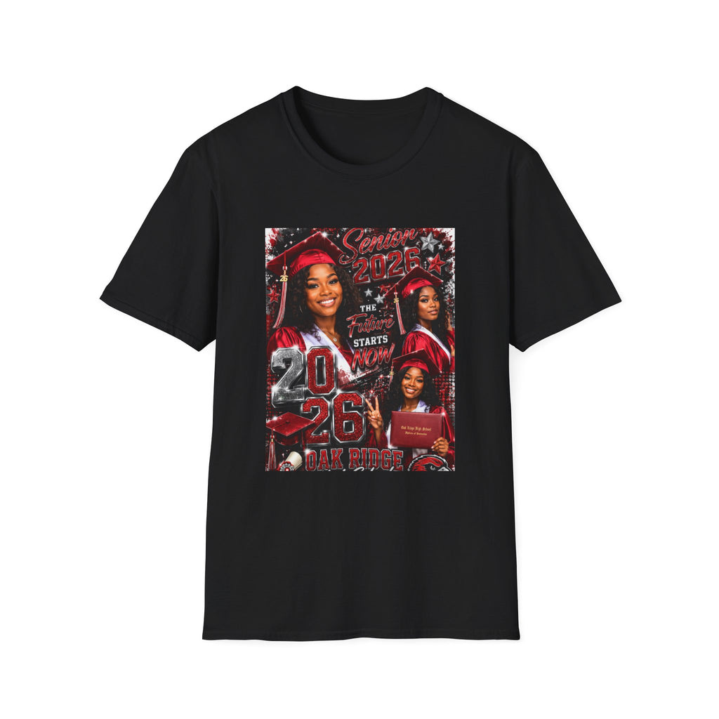 Senior 2026 Graduation T-Shirt — "The Future Starts Now" Cap & Gown Design