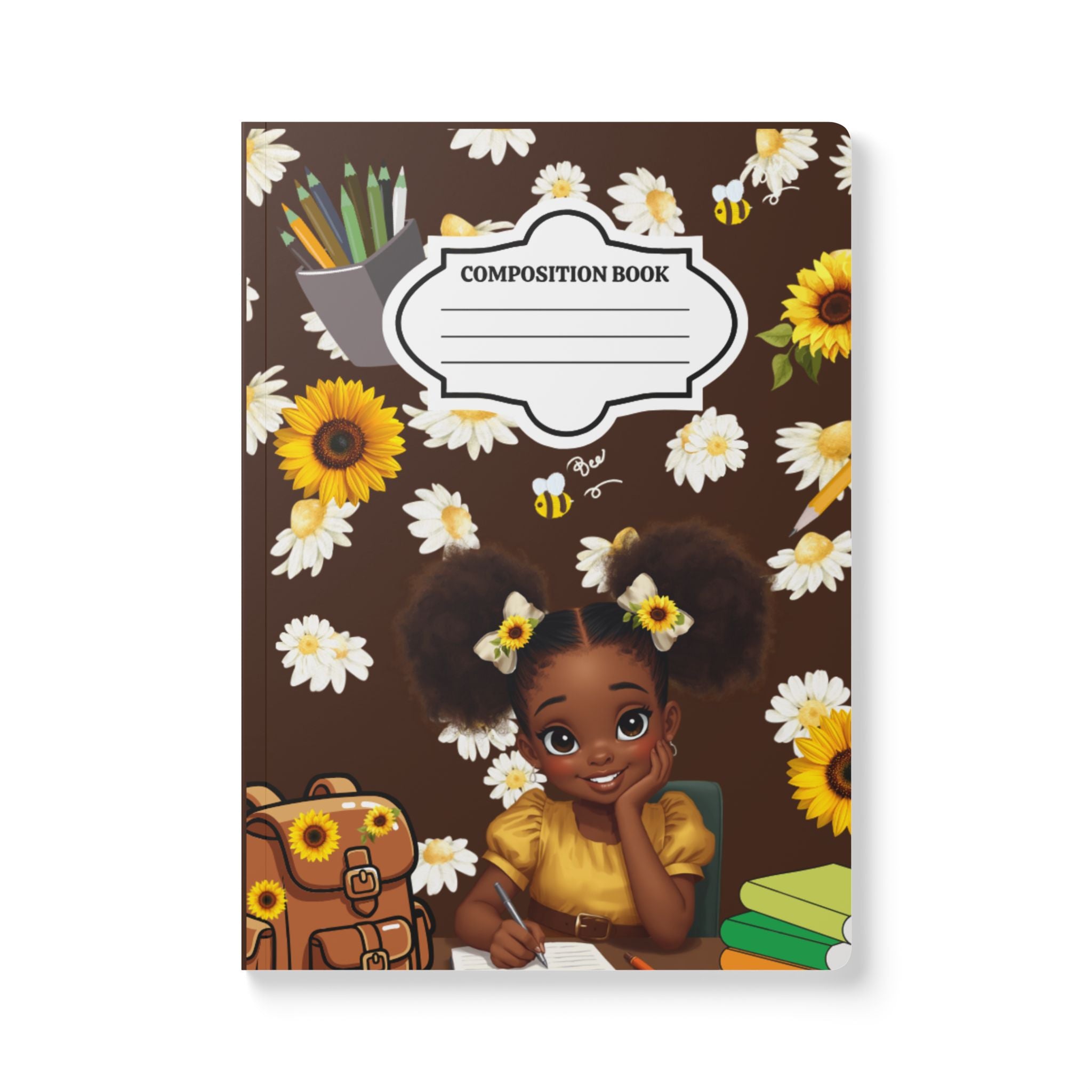 Sunflower Girl Composition Book — Softcover Journal with Inside Prints