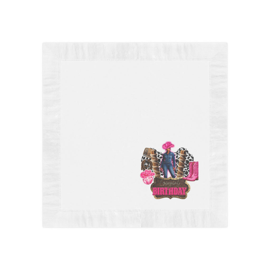 Cowgirl Birthday Napkins — Pink Cowboy Boots & Hat Party Napkins