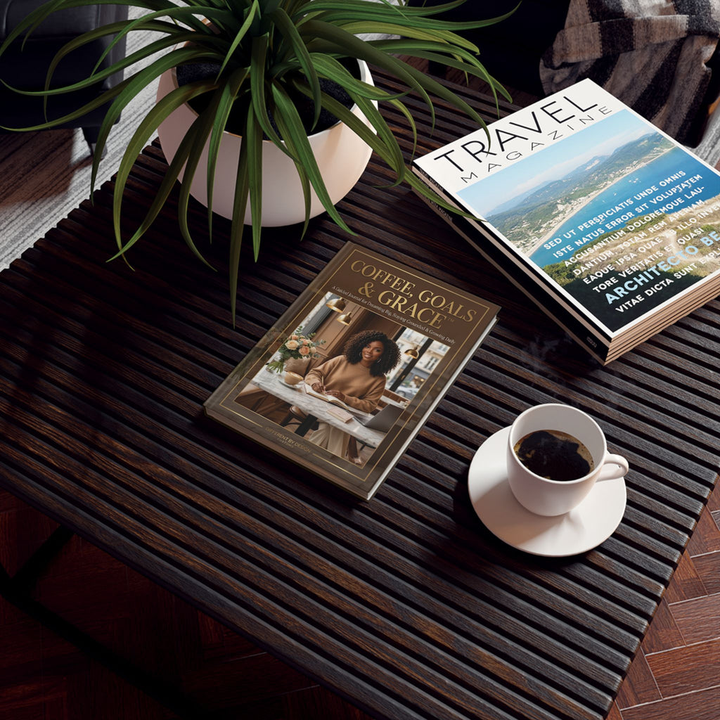 Hardback Journal — “Coffee, Goals & Grace” Guided Planner for Busy Black Women | Daily Gratitude, Goal-Setting & Reflection