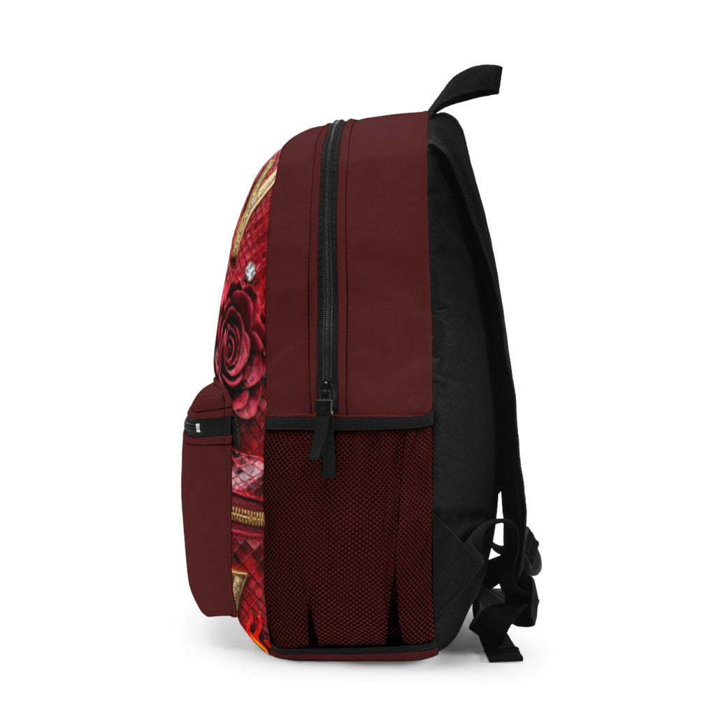 Slay Queen Personalized Backpack – Burgundy Rose Monogram School Bag
