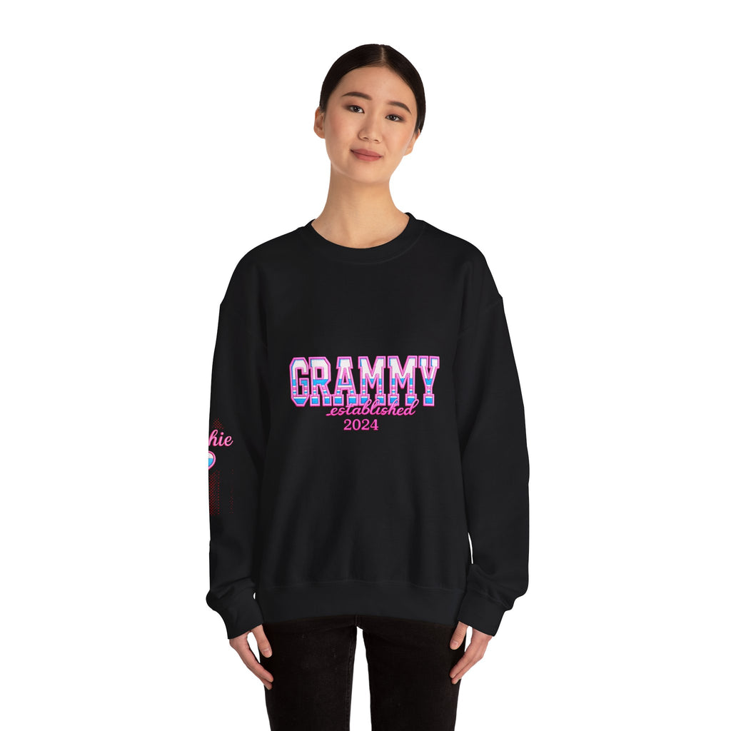 Grammy Established 2024 Crewneck Sweatshirt — Pink & Blue Retro Family Gift