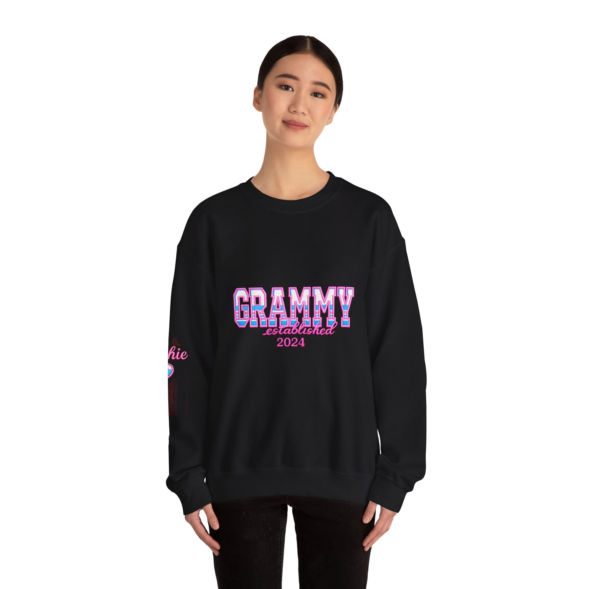 Grammy Established 2024 Crewneck Sweatshirt — Pink & Blue Retro Family Gift