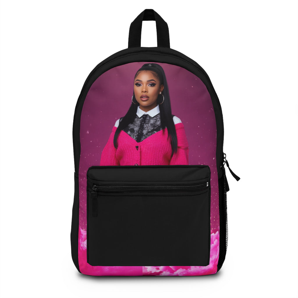 Pink Portrait Graphic Backpack — Fashionable Photo Print Bag