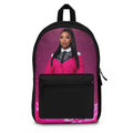 Pink Portrait Graphic Backpack — Fashionable Photo Print Bag