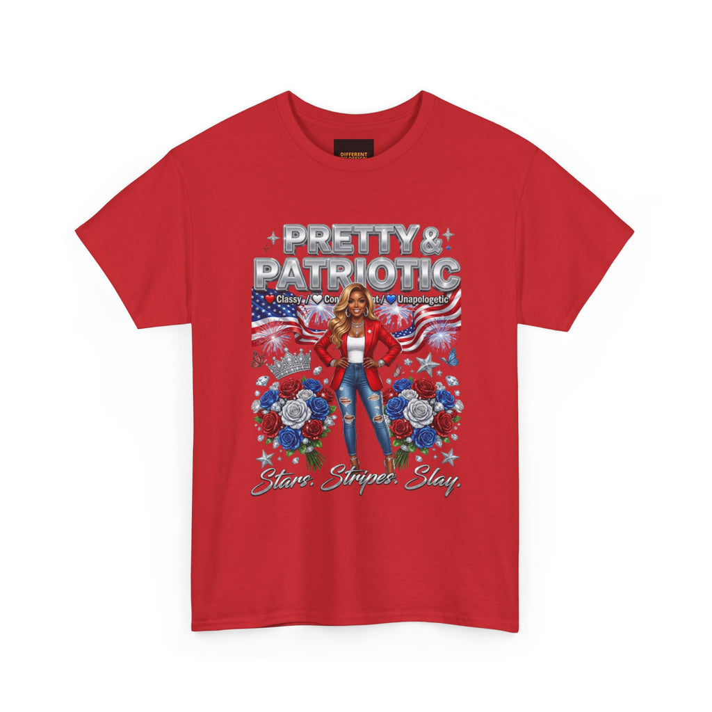 Pretty & Patriotic Tee — "Pretty & Patriotic" Graphic T-Shirt (Fourth of July, USA Pride)