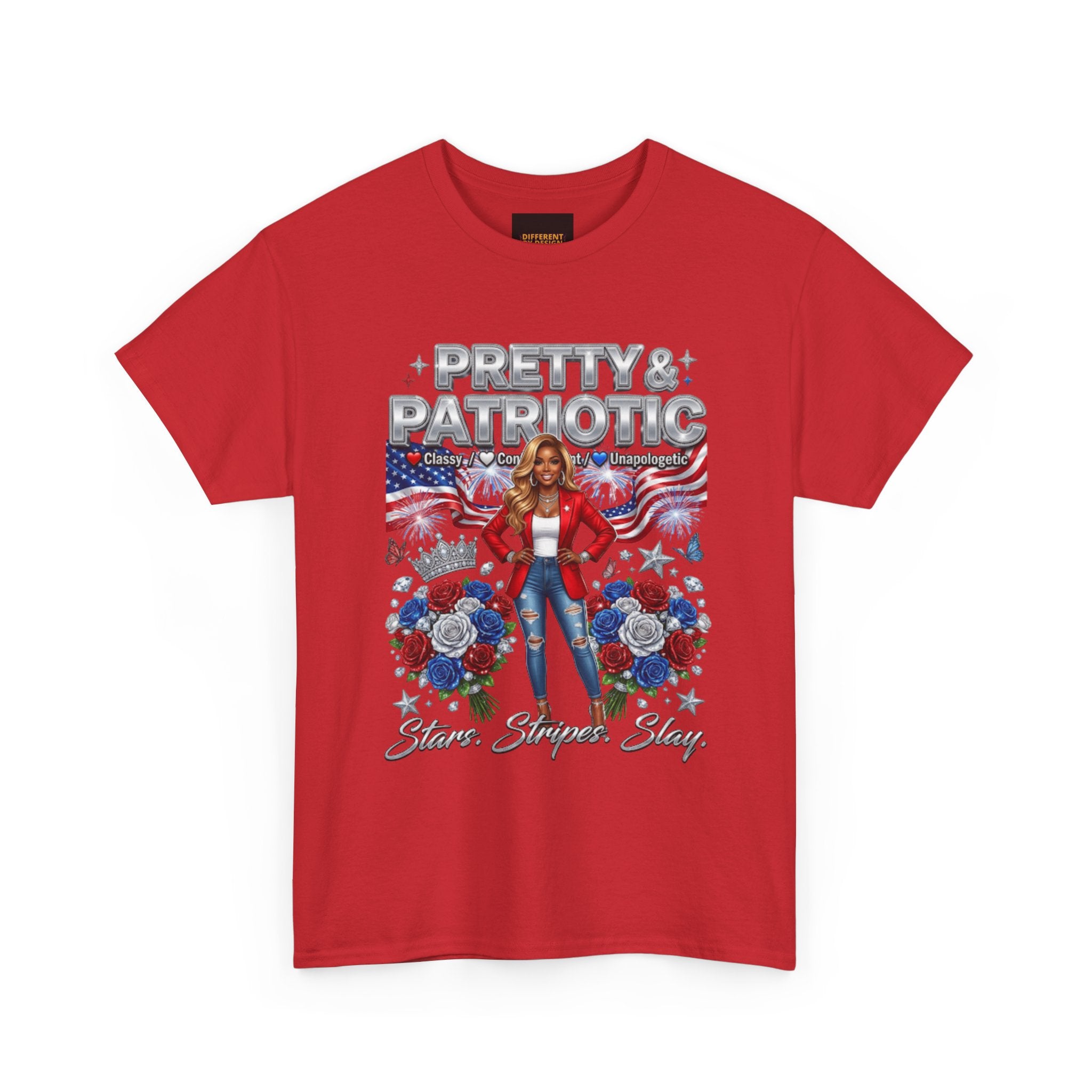 Pretty & Patriotic Tee — "Pretty & Patriotic" Graphic T-Shirt (Fourth of July, USA Pride)