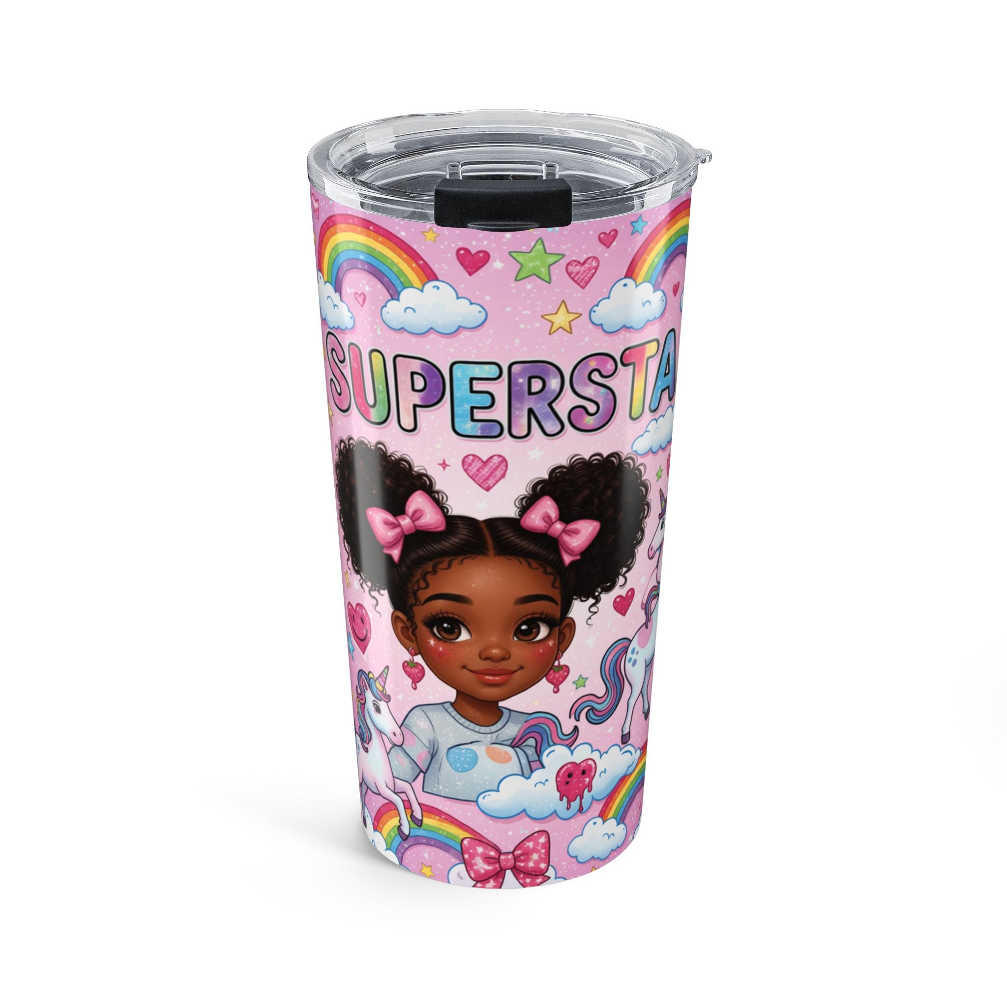 Superstar Girl Rainbow 20oz Tumbler — Cute Pink Stainless Travel Cup