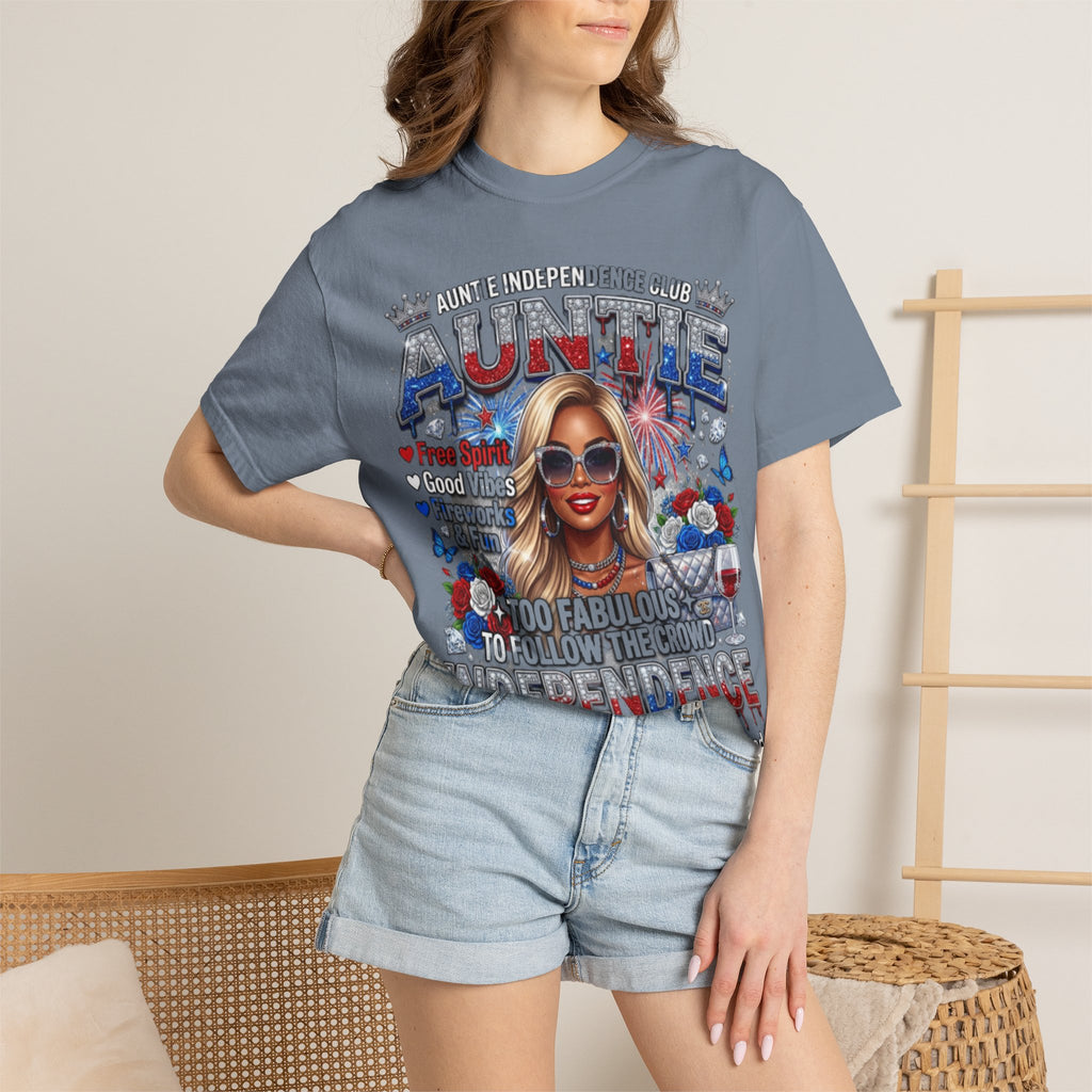 Auntie Independence Patriotic T-Shirt — "Too Fabulous to Follow the Crowd" 4th of July Tee