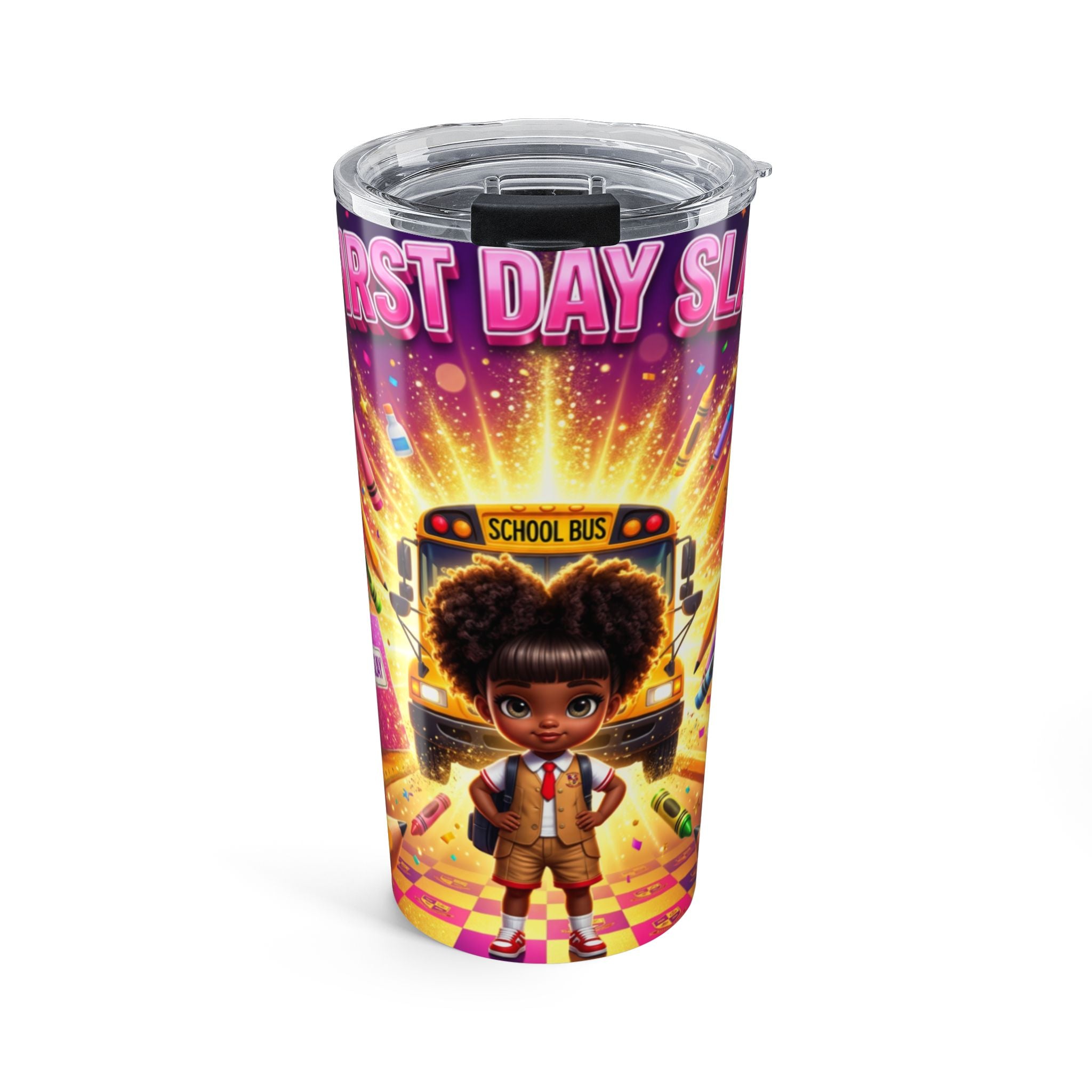 20oz First Day of School Tumbler — Cute School Bus Kids Travel Cup
