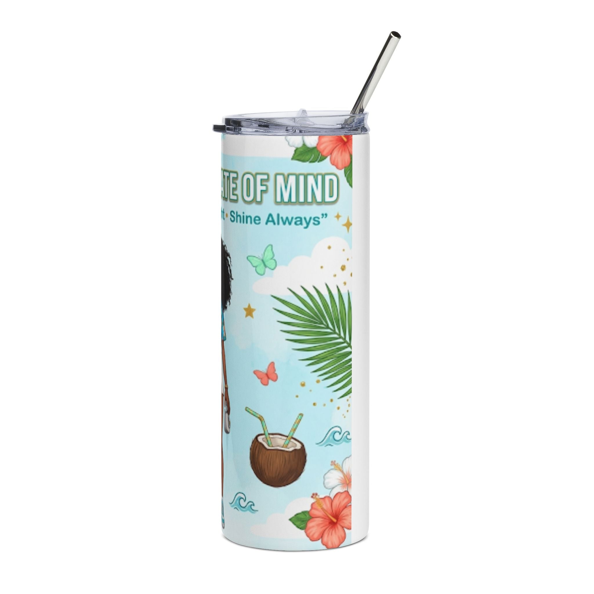 Sunshine State of Mind 20oz Stainless Steel Tumbler — Afro Girl Summer Vibes