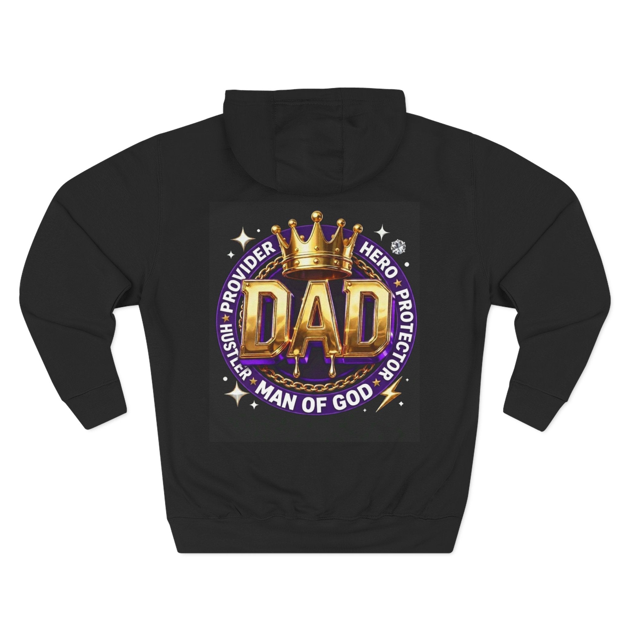 Three-Panel Fleece Hoodie — Personalized 'TRAVIS' & Royal Dad Graphic Pullover