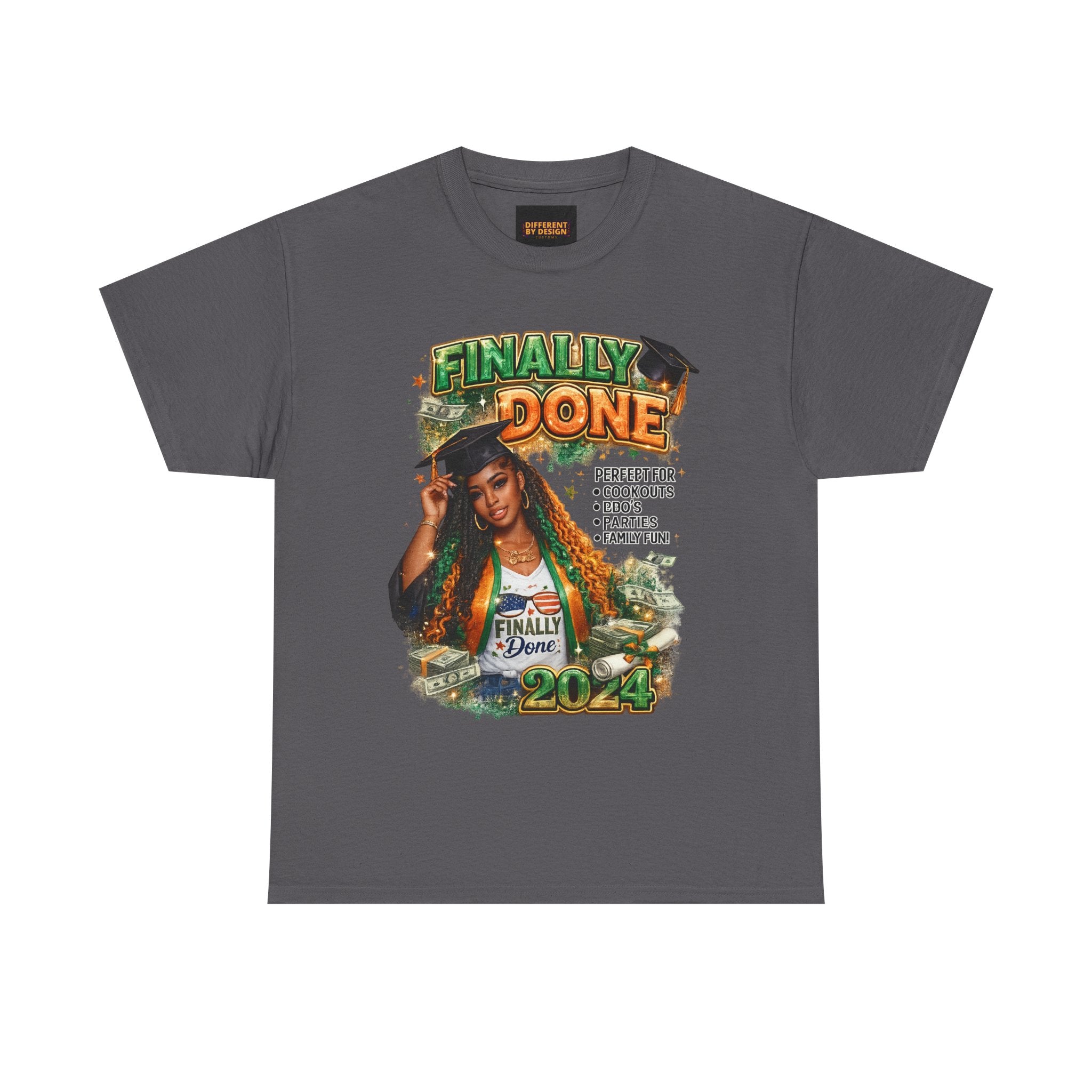 Graduation 'Finally Done' T-Shirt – Class of 2024 Celebration Tee