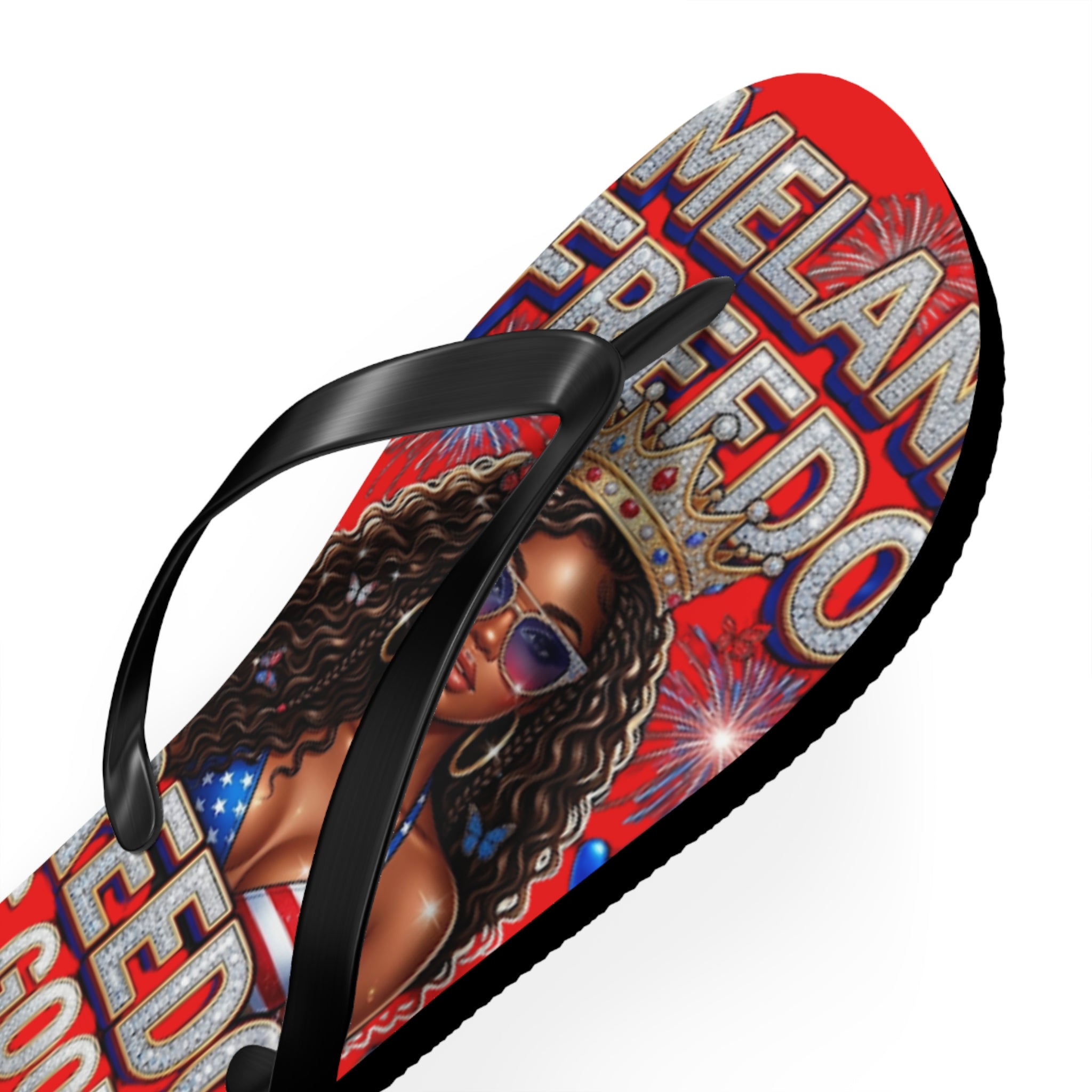 Melanin & Freedom Flip Flops — Patriotic Bold Beach Sandals