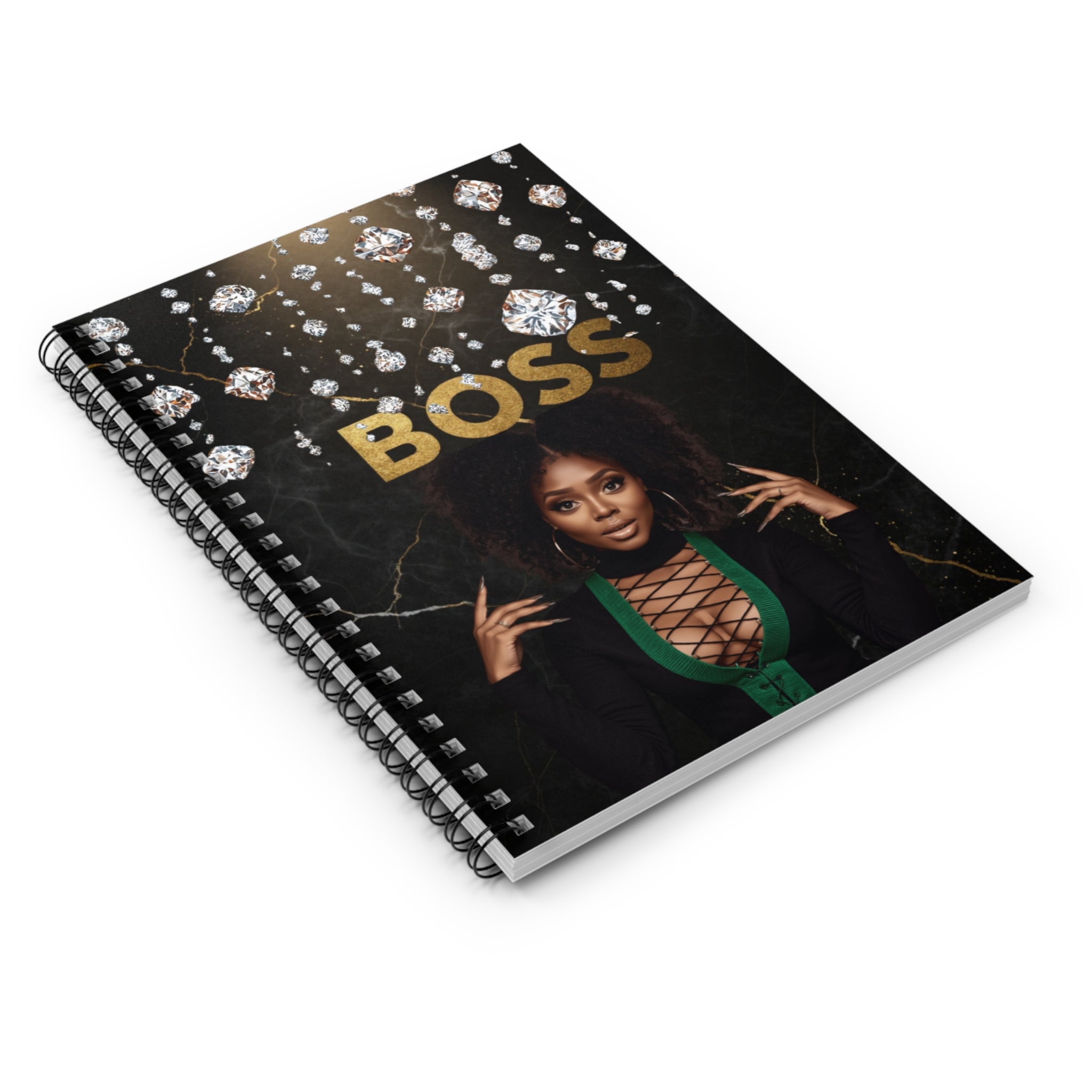 Boss Woman Spiral Notebook — Glam Luxe Ruled Journal with 'BOSS' Design