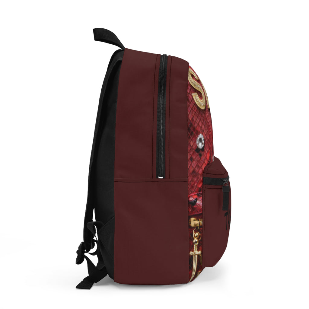 Slay Queen Personalized Backpack – Burgundy Rose Monogram School Bag