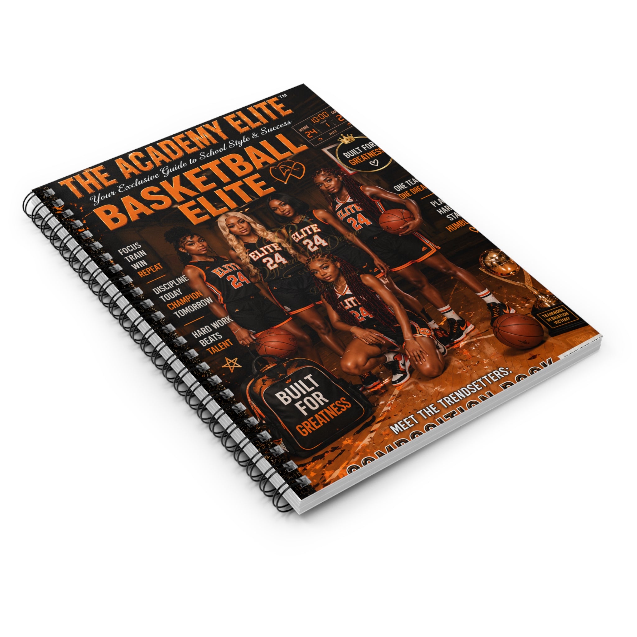Basketball Elite Spiral Notebook — 'Built for Greatness' Team Journal