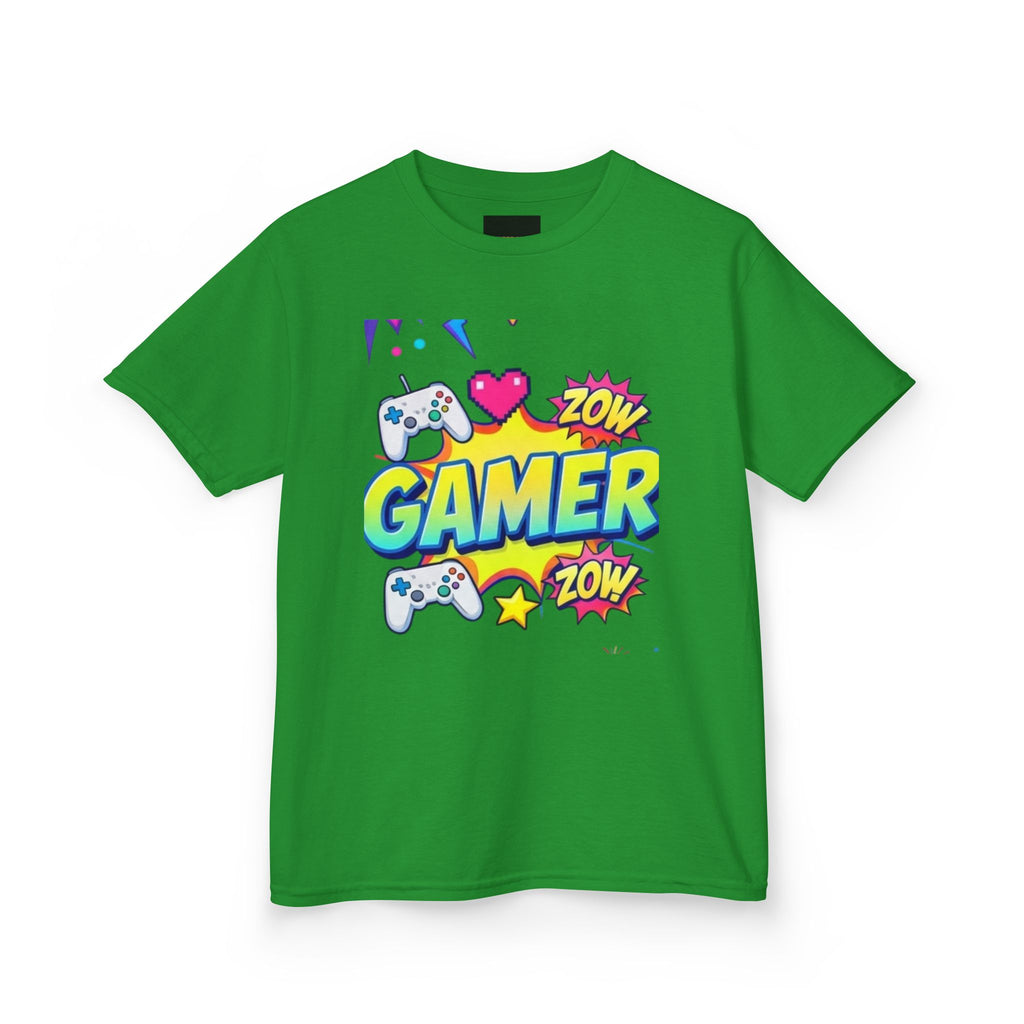 Kids Gamer T‑Shirt — Colorful 'Gamer' Graphic Tee with Controllers