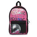Iconic Disco Backpack — Pink Mirrored Ball Graphic Bag