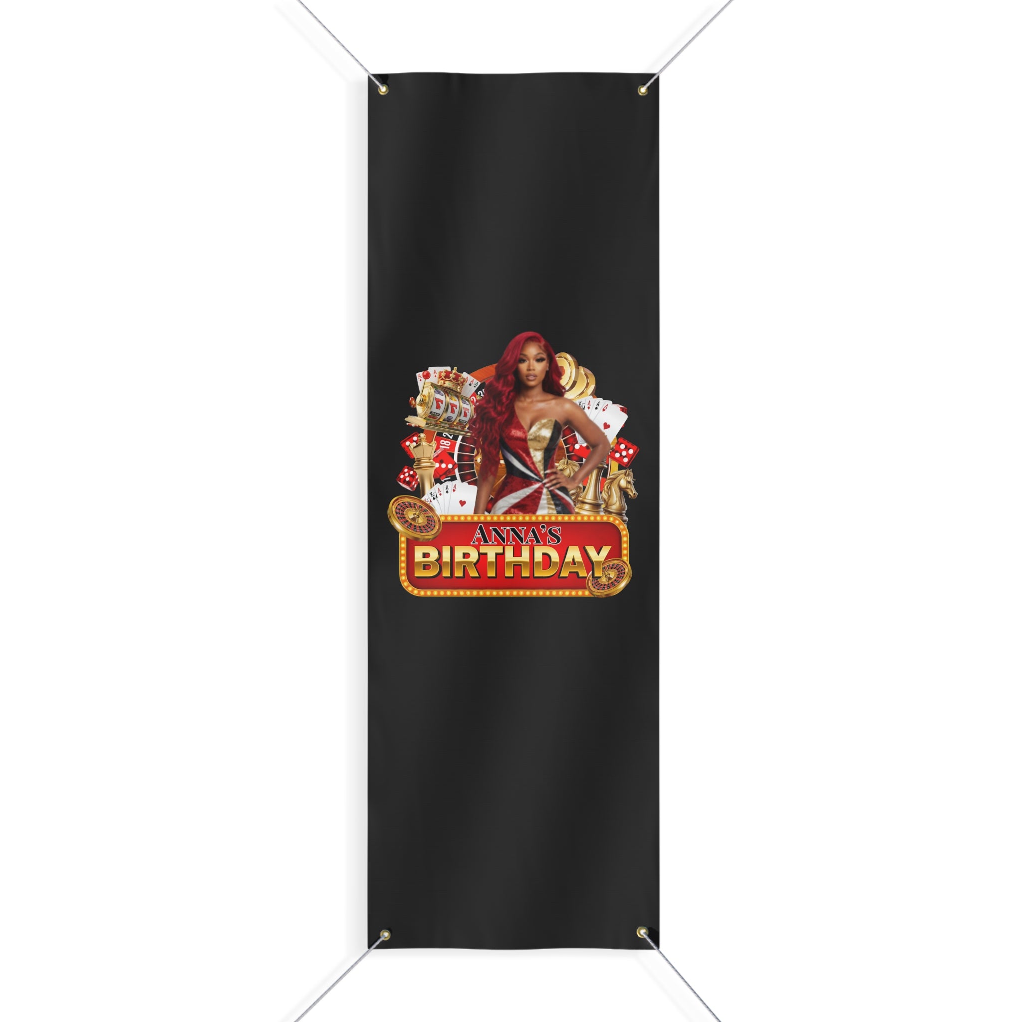 Casino Party Banner — Personalized "Anna's" Vegas Glam Casino Sign